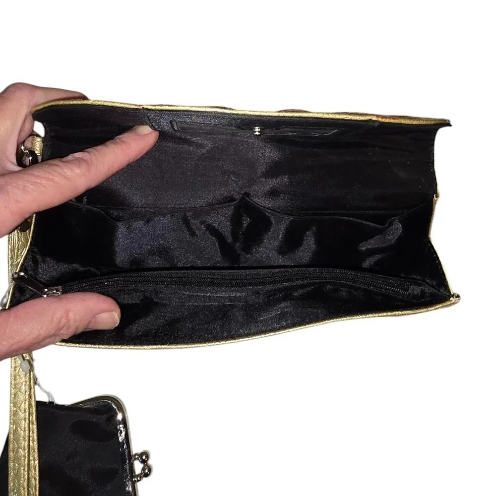 Mundi Gold Sparkly Wristlet With Black Coin Purse - Picture 9 of 10